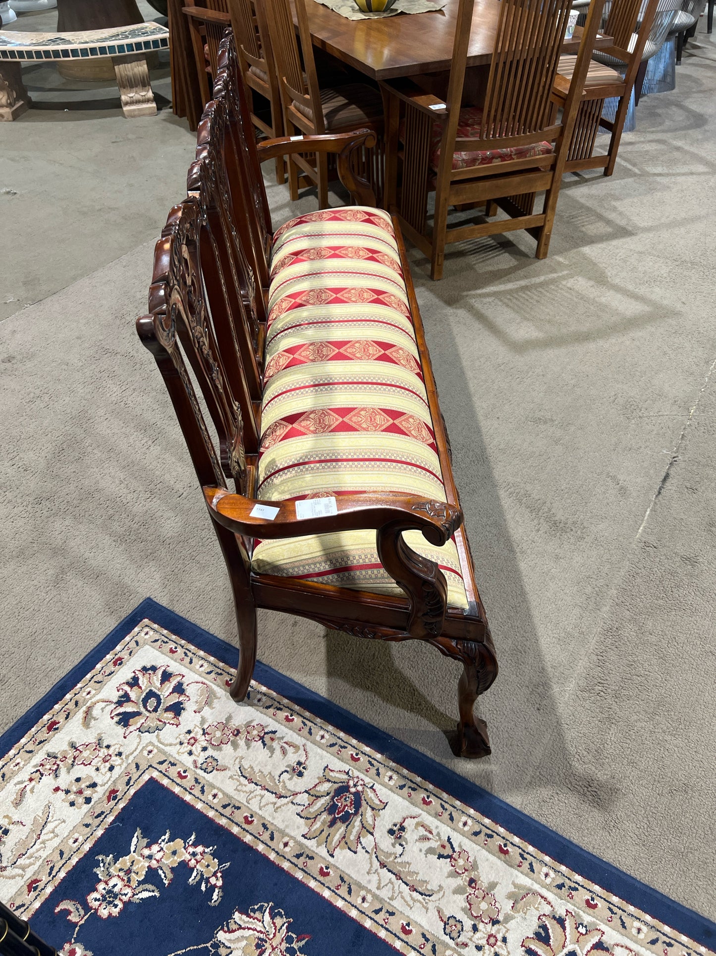 Cherry Wood Burgundy Upholstered Seating Bench