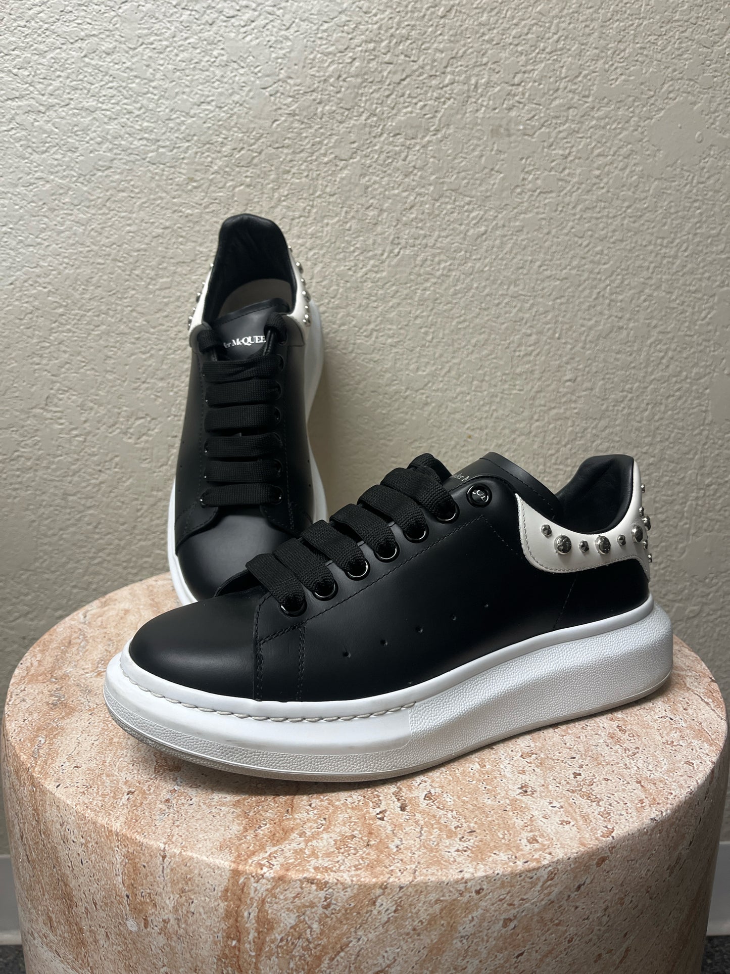 Alexander McQueen Black & White Stud Detail Sneakers