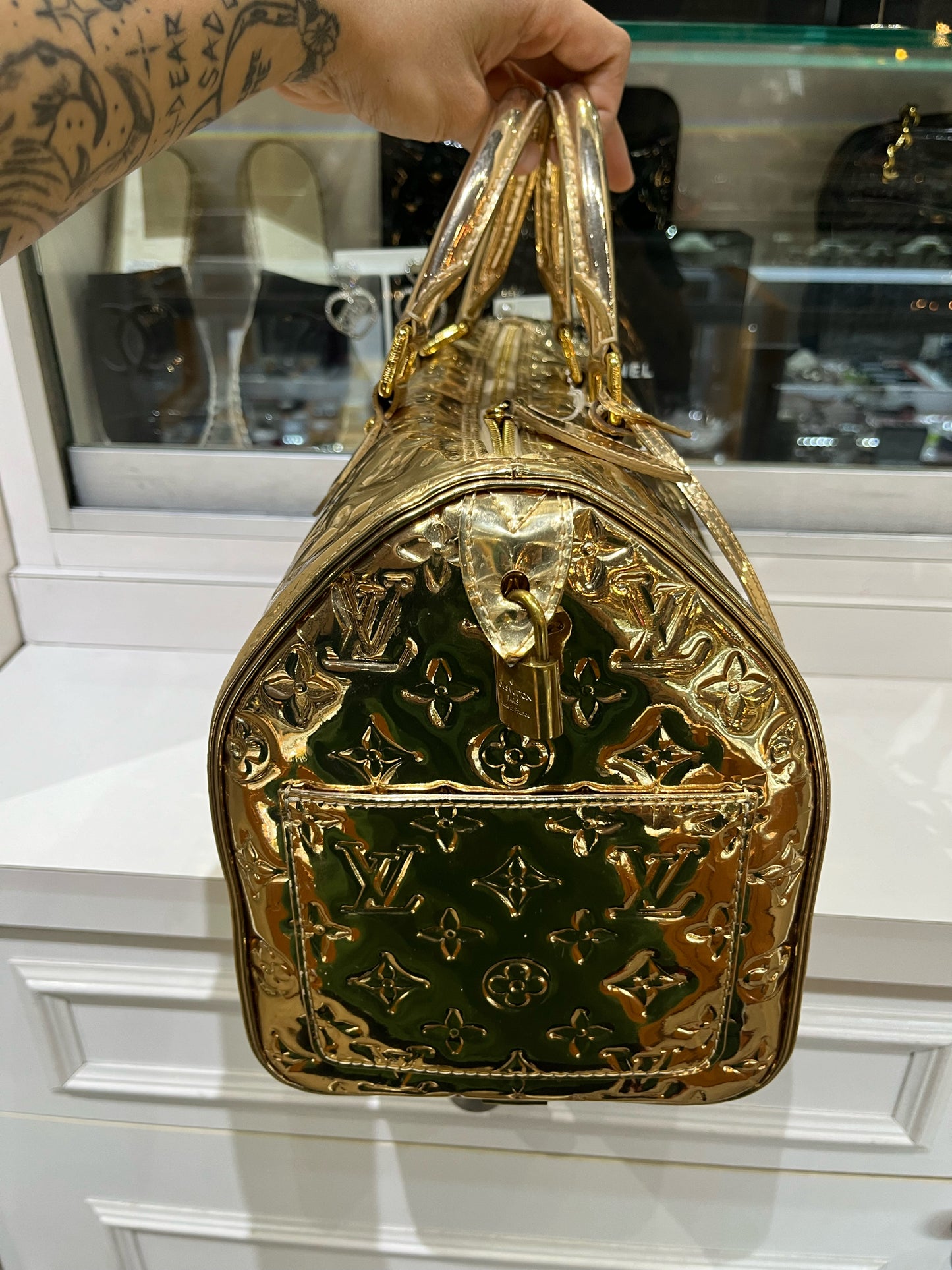Louis Vuitton Gold Metallic Mirror Speedy