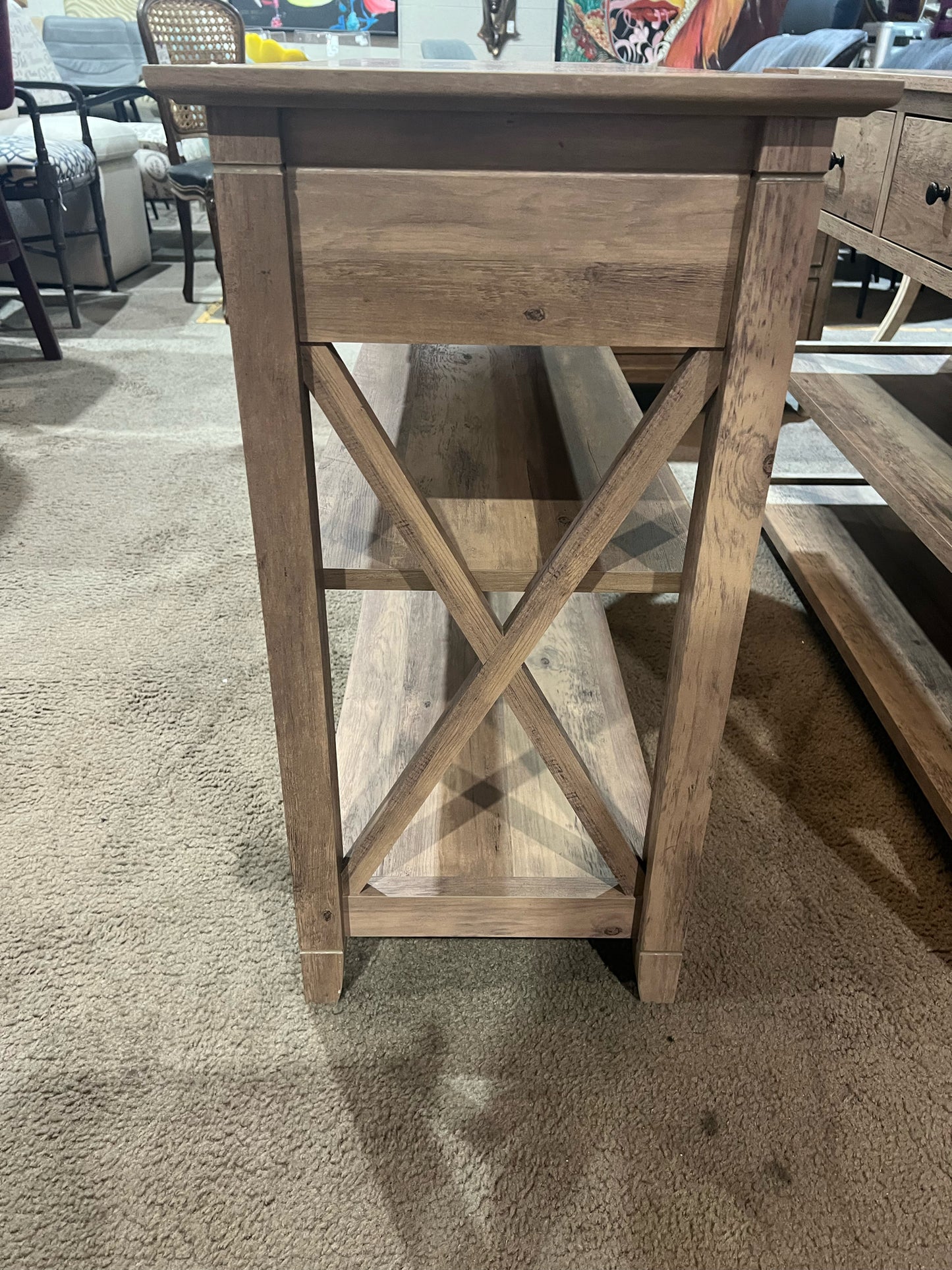 2 Drawer 2 Shelf Wood Console Table