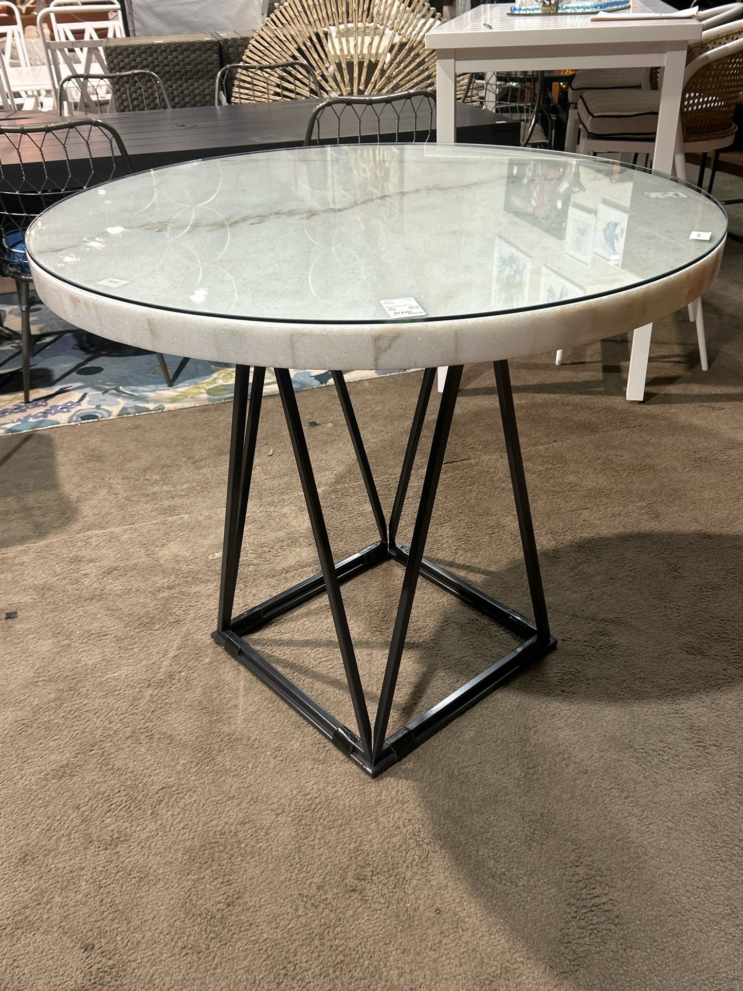 RC Wiley Round Marble High‑Top Pub Table