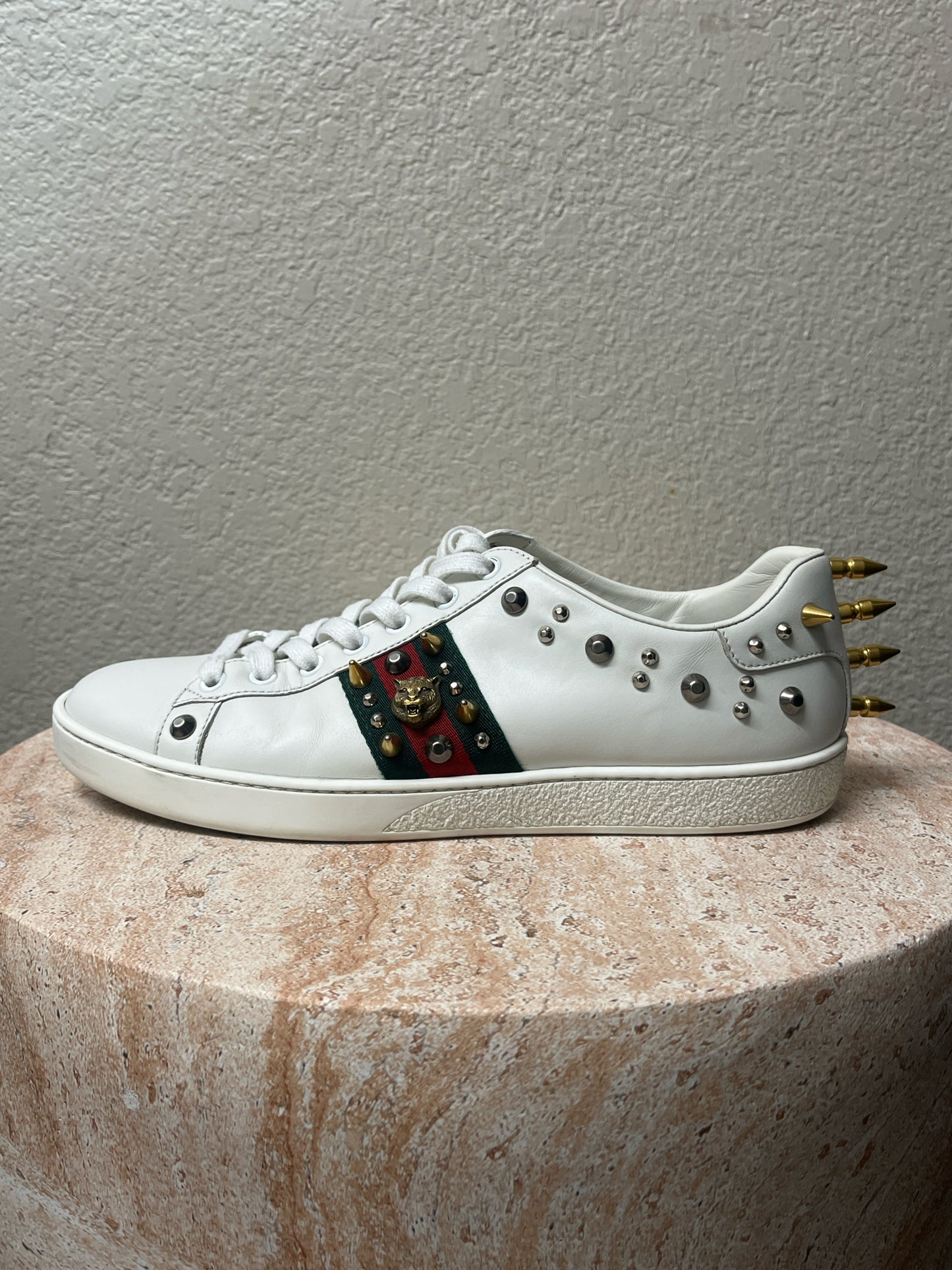 Gucci White Leather "Ace Punk" Shoes