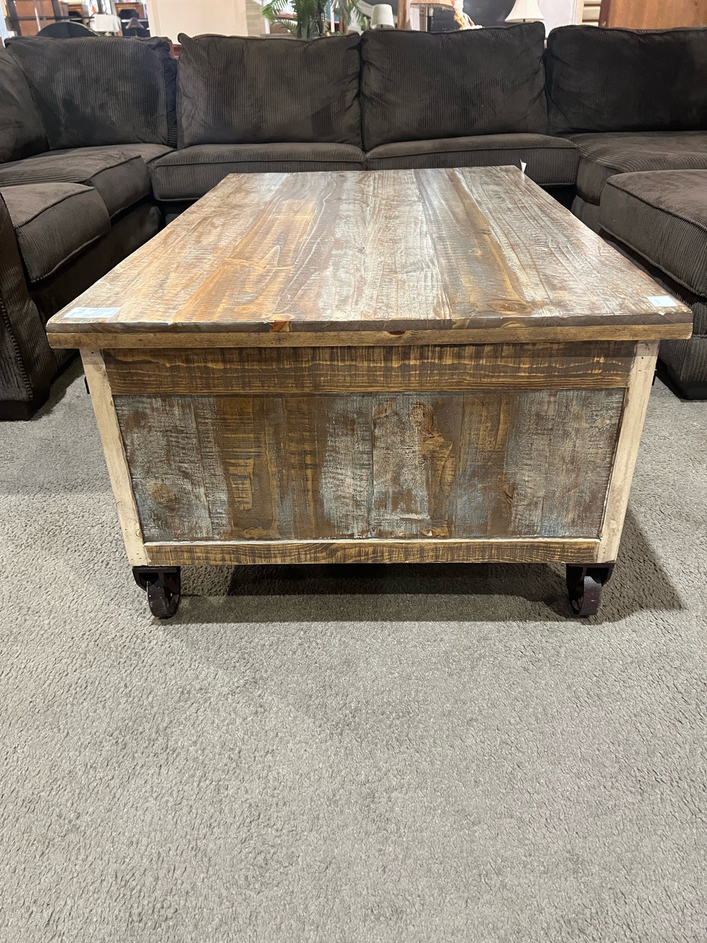 World Market Doublesided 4 Drawer Farmhouse Style Coffee Table on Wheels