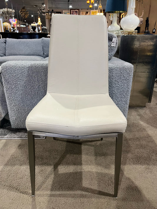 Gray Leather & Metal Frame Dining Chair