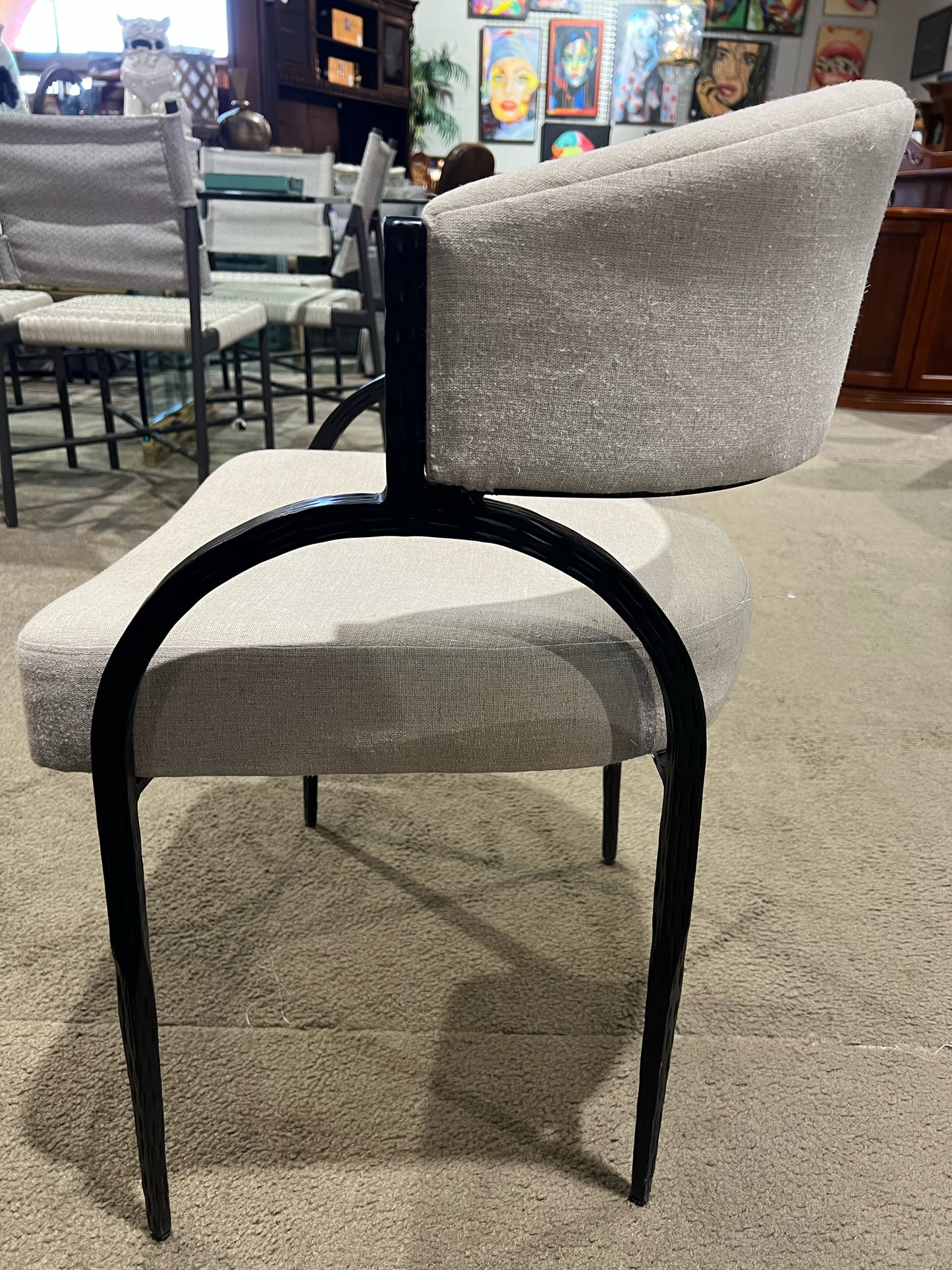 Arteriors Wheat Fabric & Metal Frame "Bahati" Chair