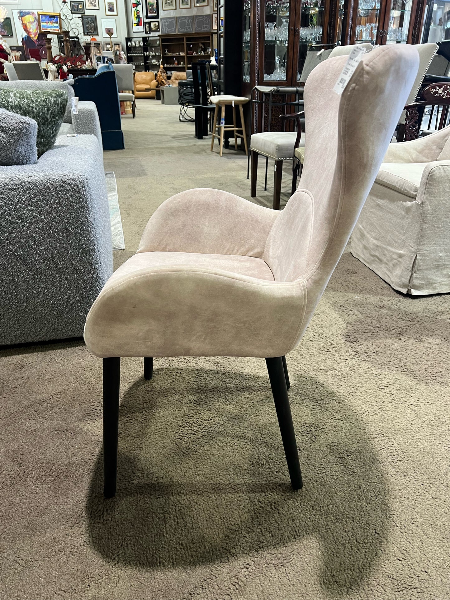 Small Tan Fabric Wingback Chair