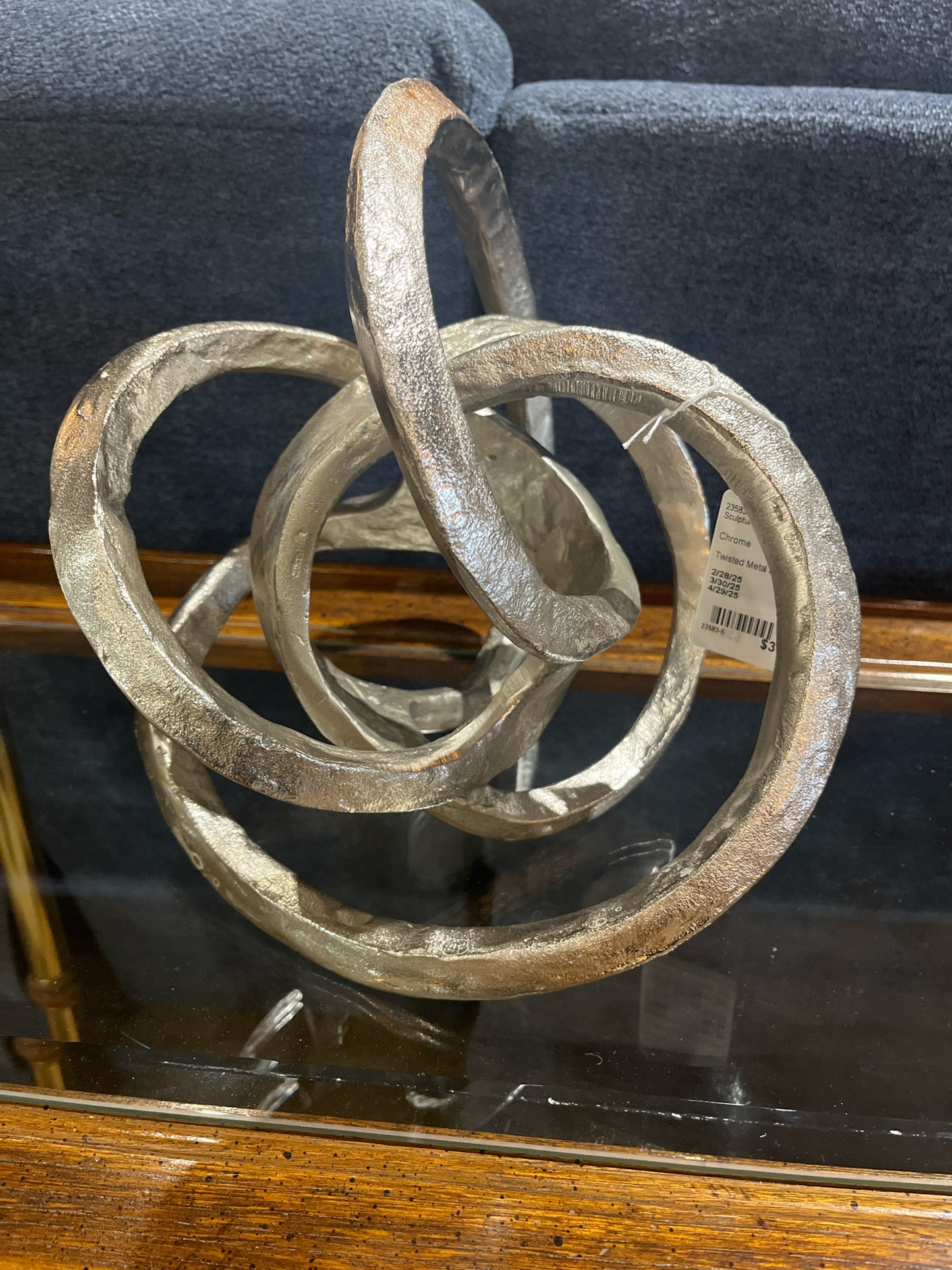 Chrome Twisted Ball Sculpture