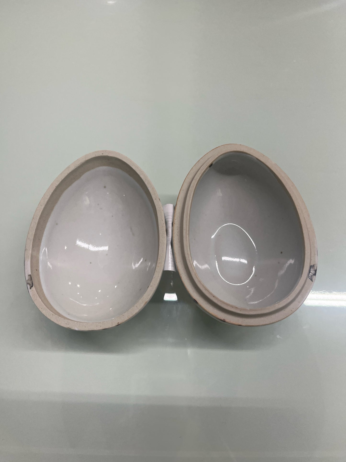 Small Dansk Black & White Speckled Egg Container