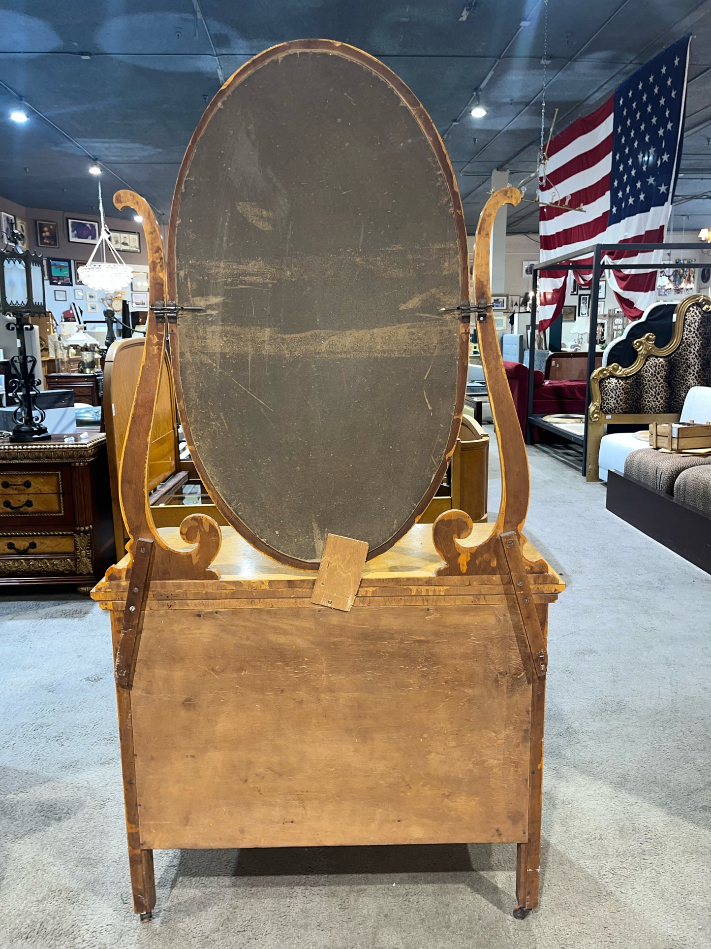 Antique Birdseye Maple Dresser & Mirror Set