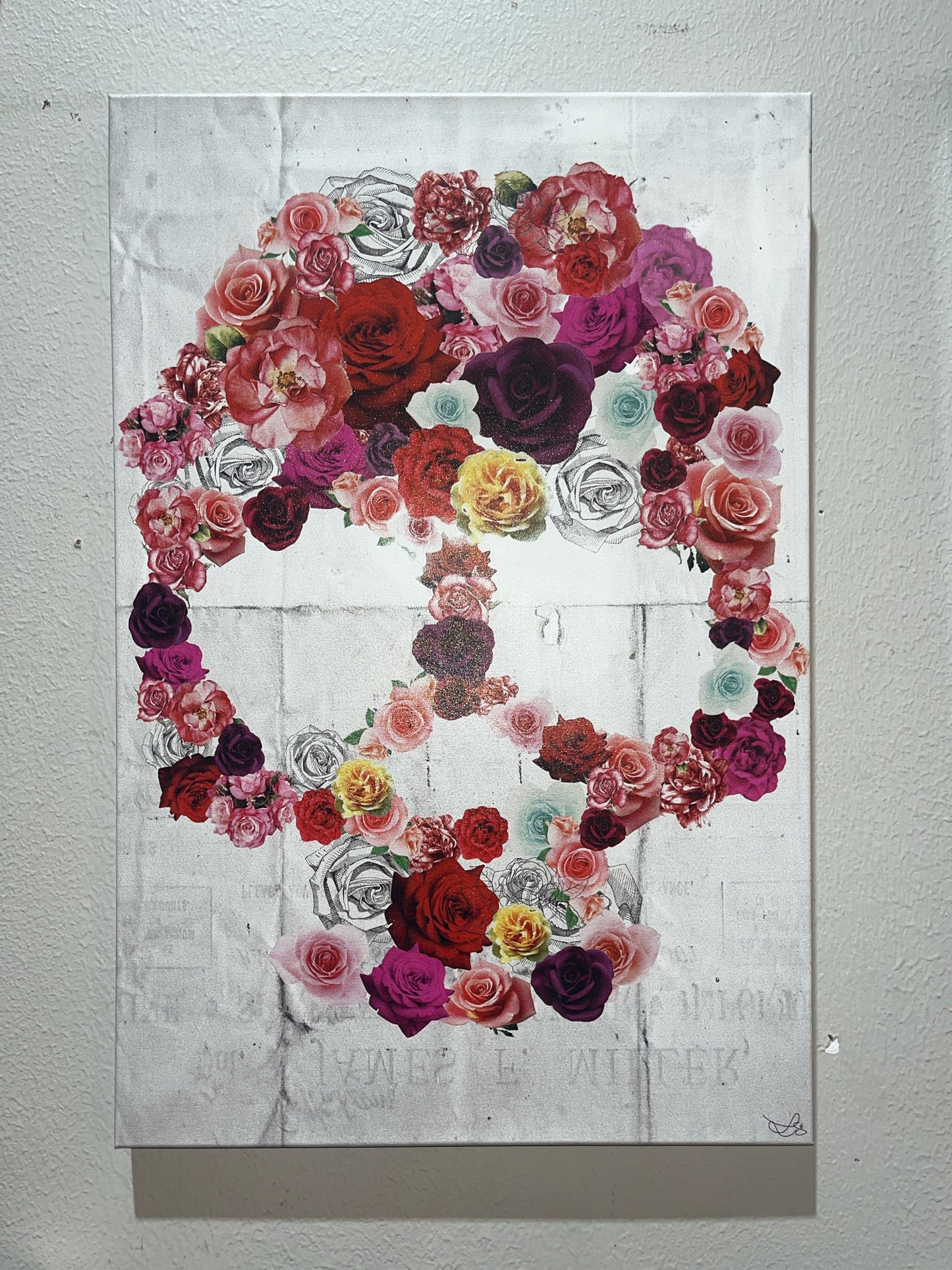 20x30 Oliver Gal Rose Skull Print On Canvas