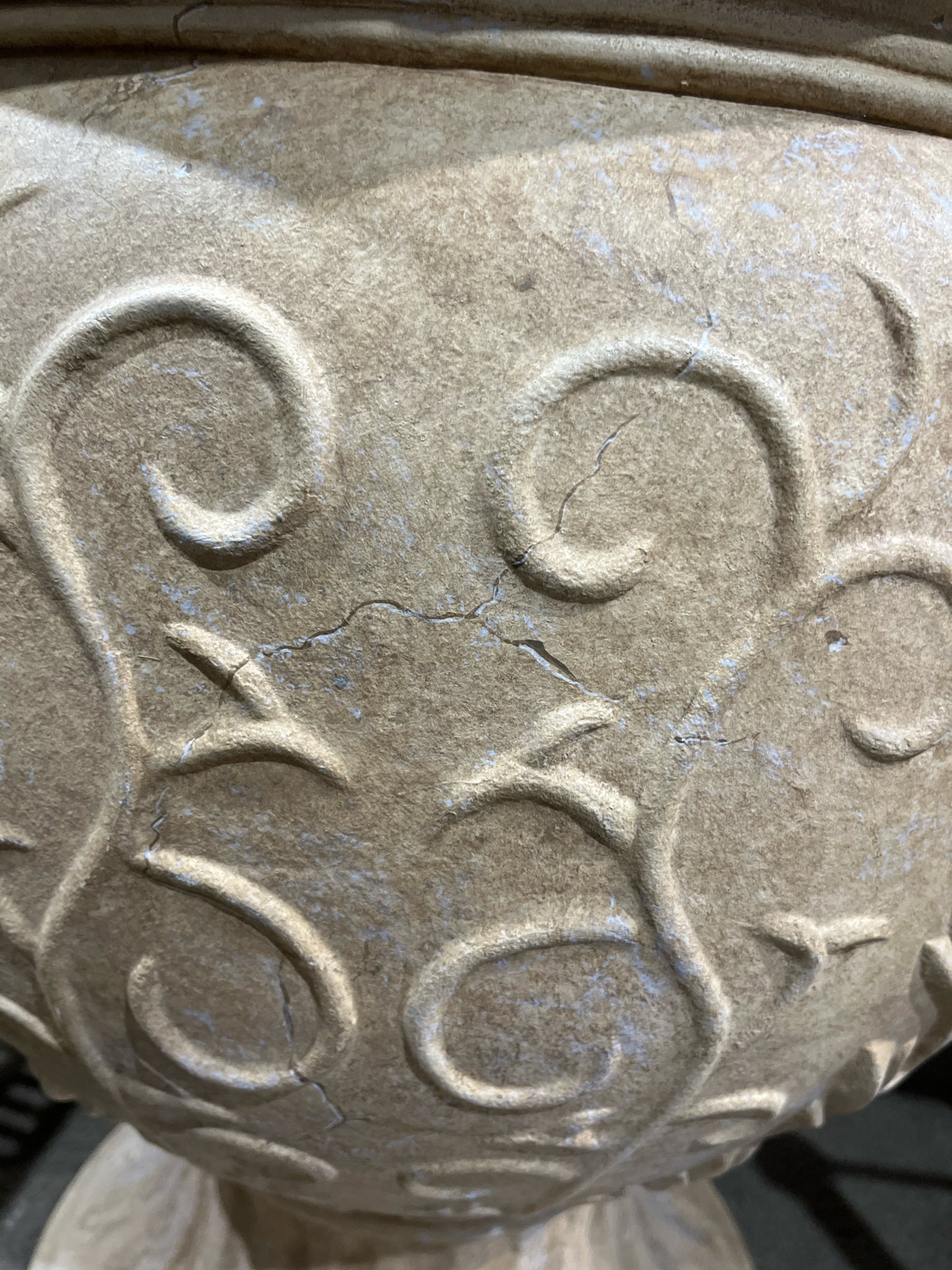 Large Concrete Urn With Faux Plant