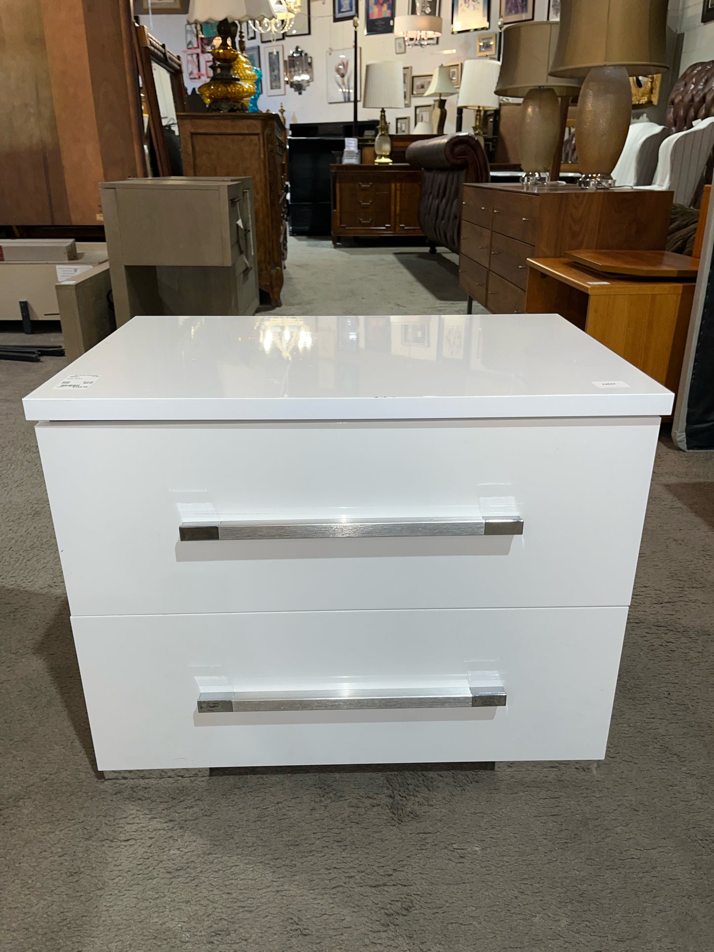 White Modern 2 Drawer Nightstand
