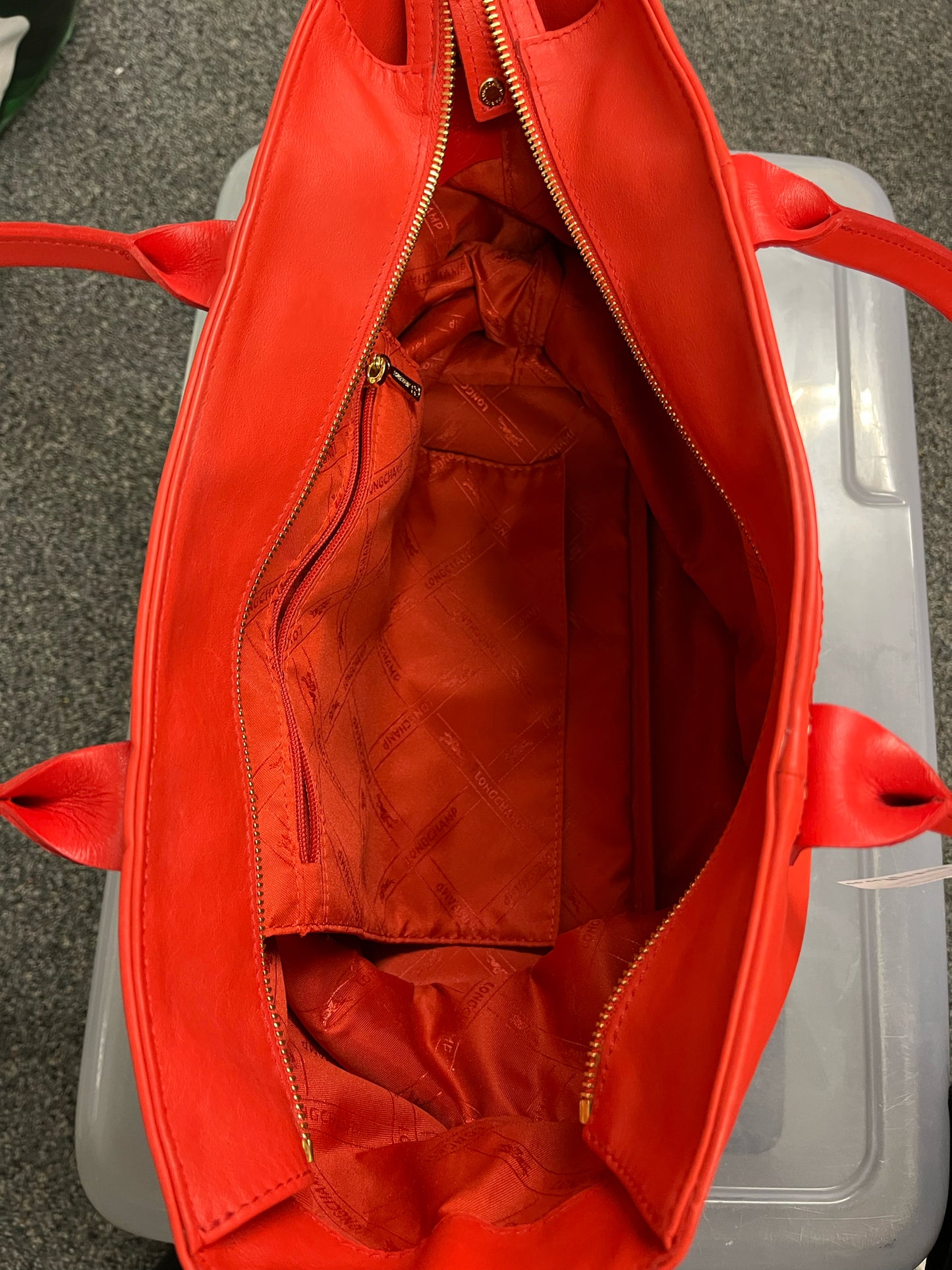Longchamp Red Leather Extendable Tote
