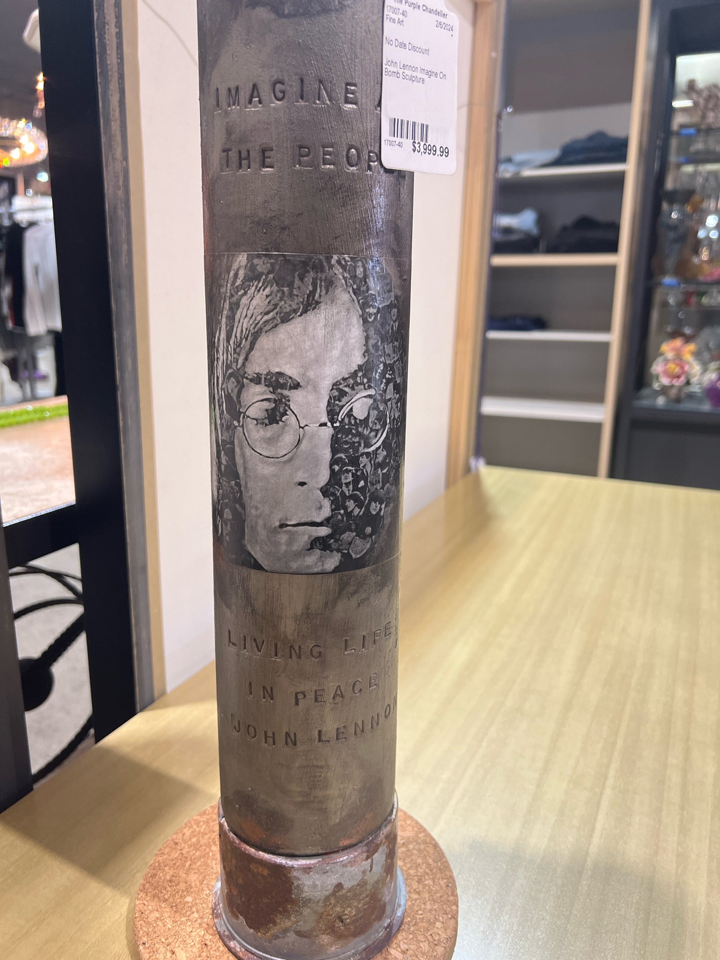 John Lennon "Imagine" Artillery Shell Sculpture