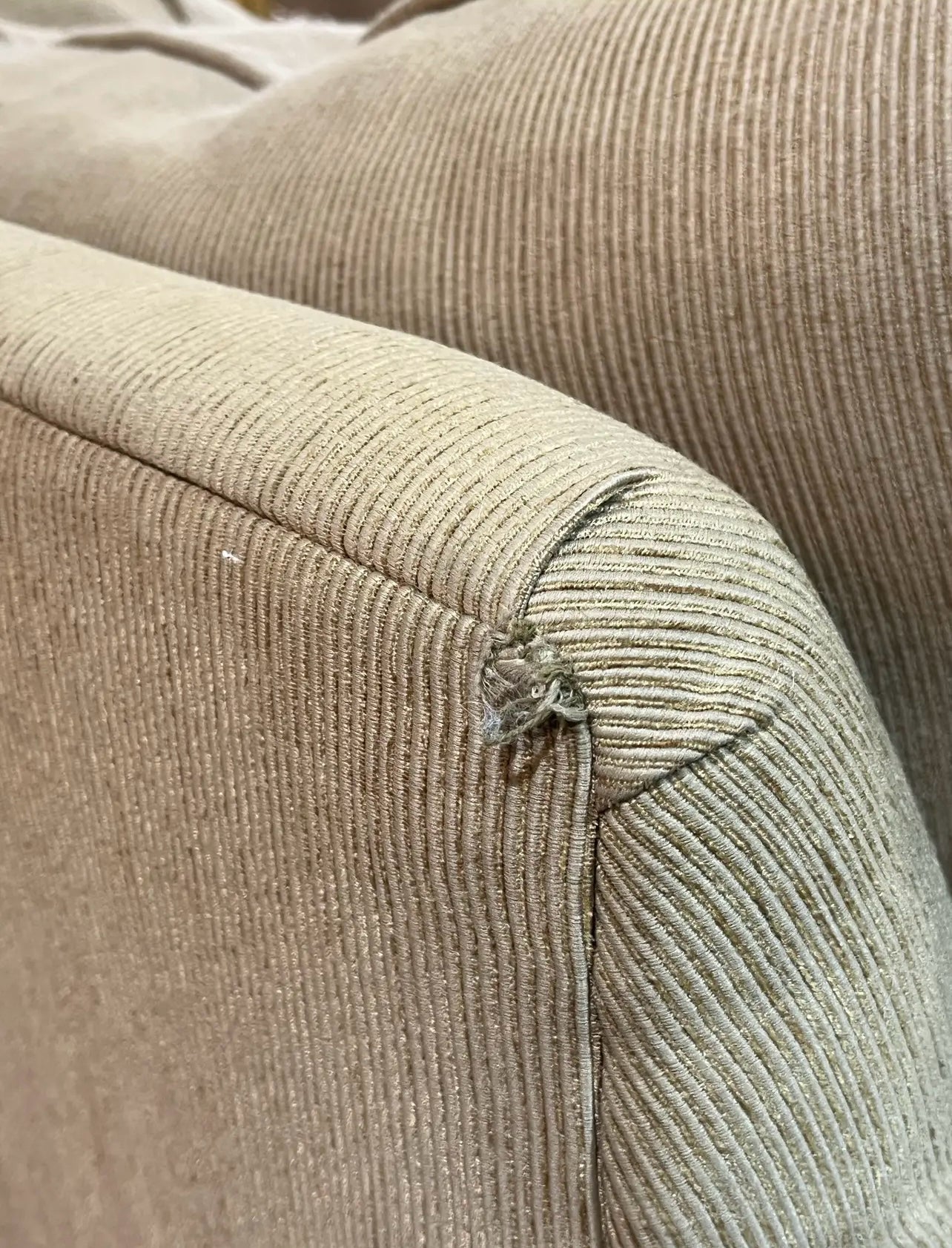 Bassett Tan Rolled Arm Fabric Club Chair
