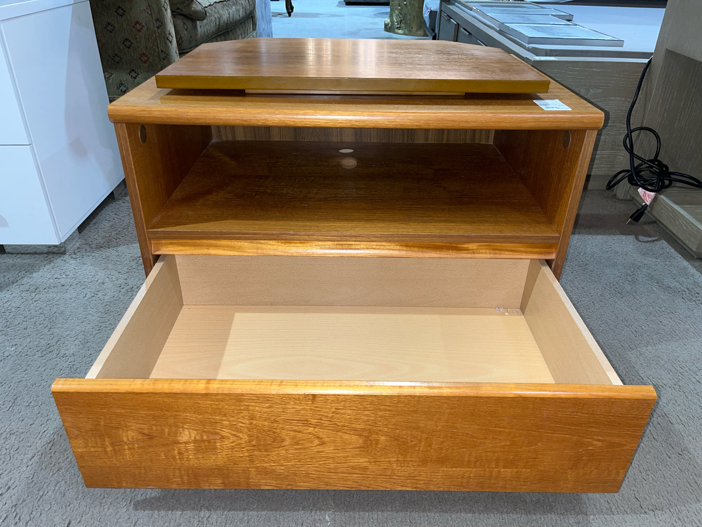 Danish Modern Teak Nightstand & TV Swivel