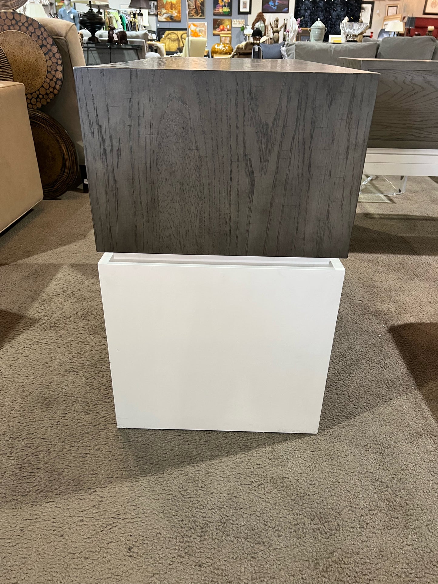 Bernhardt Gray & White Wood Goodman Nightstand