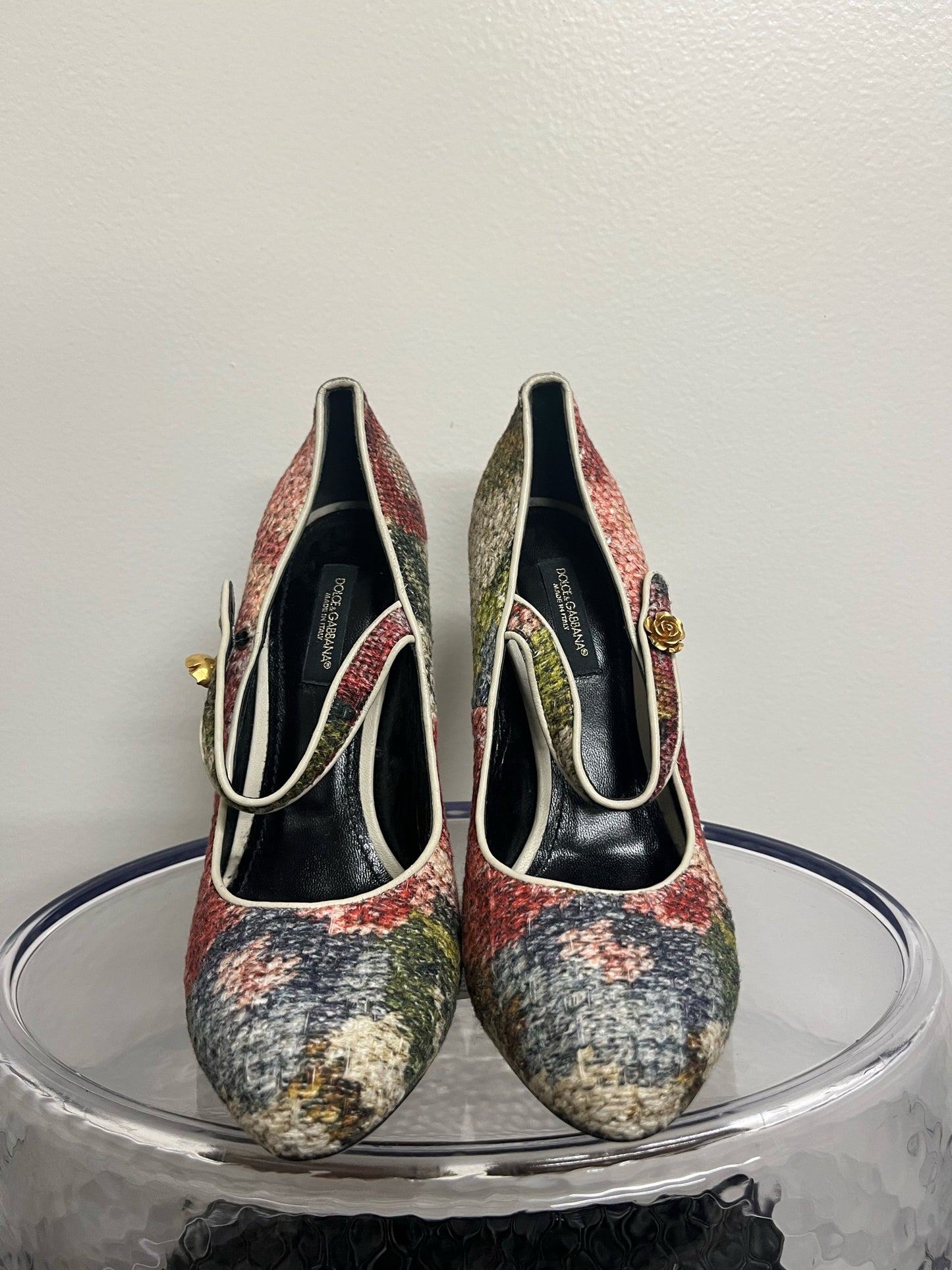 Dolce & Gabbana Snake Pattern Fabric Heels