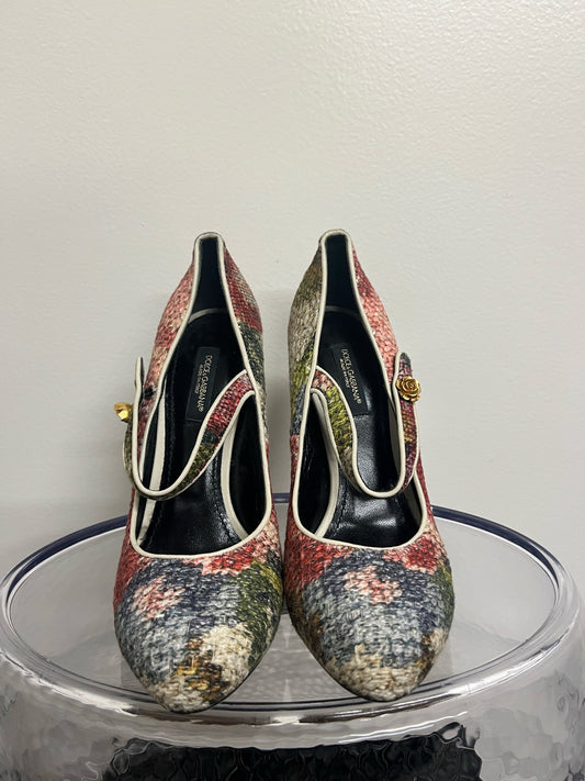 Dolce & Gabbana Snake Pattern Fabric Heels