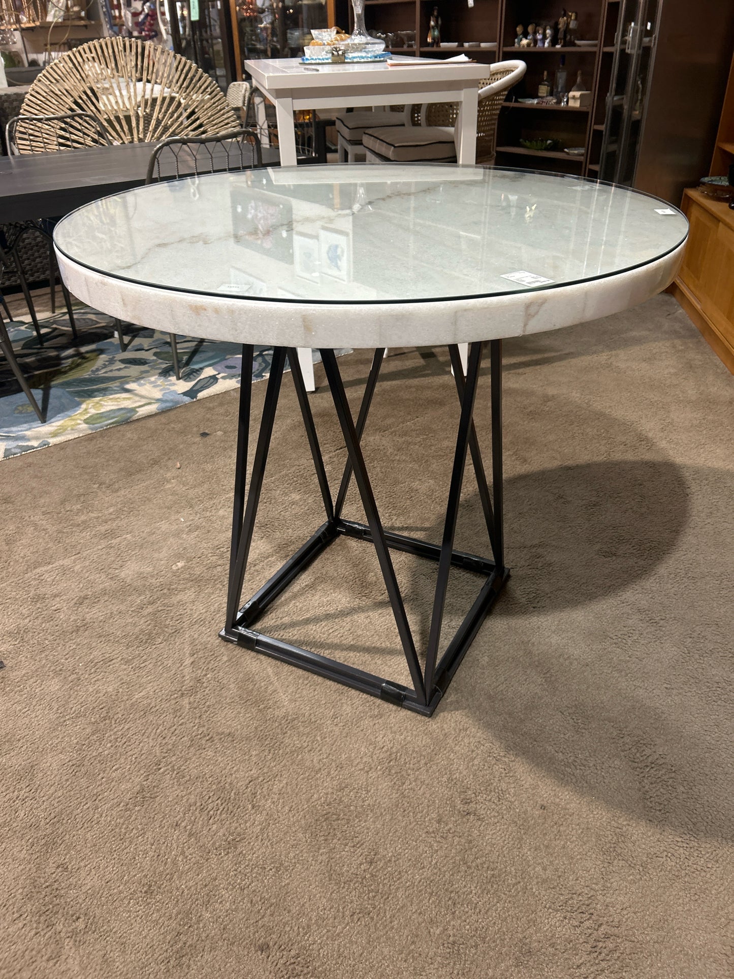 RC Wiley Round Marble High‑Top Pub Table