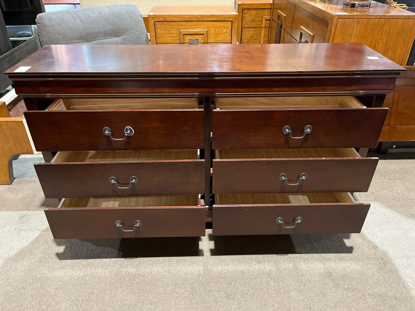 Dark Wood 6 Drawer Dresser
