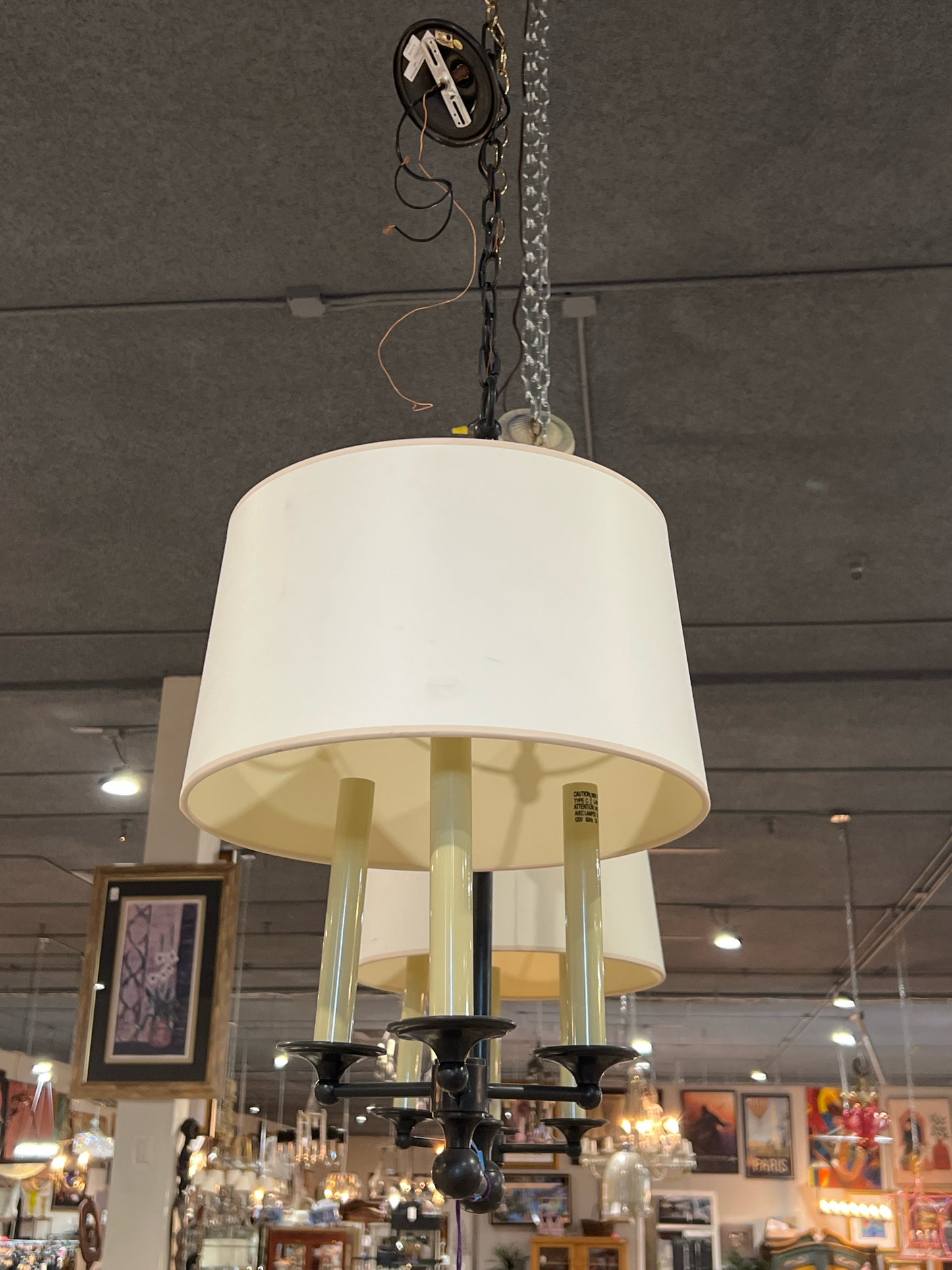 6 Lite 2 Shade Oil Rubbed Long Chandelier