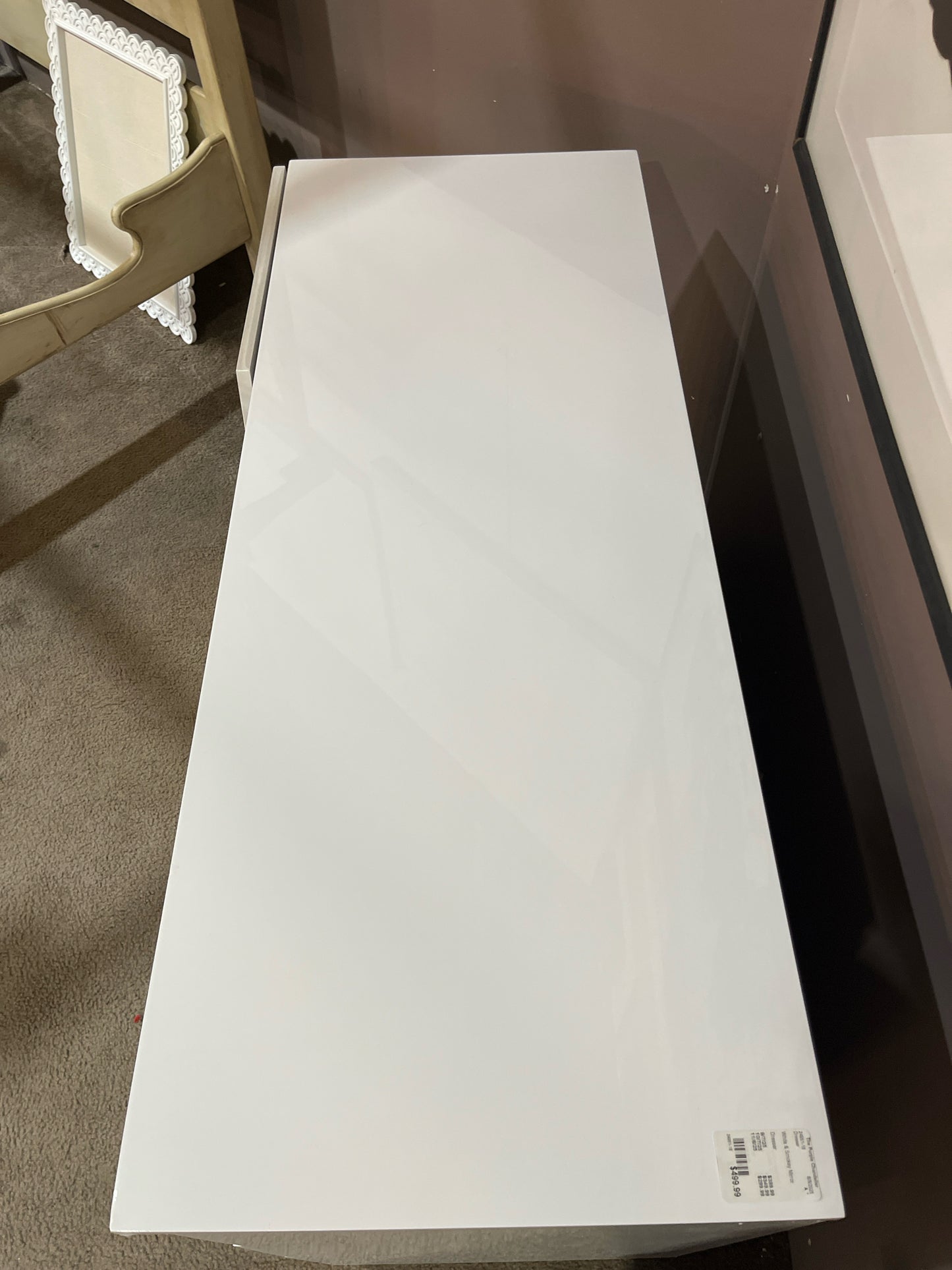 3 Drawer Lacquered Wood & Smoke Mirror Dresser