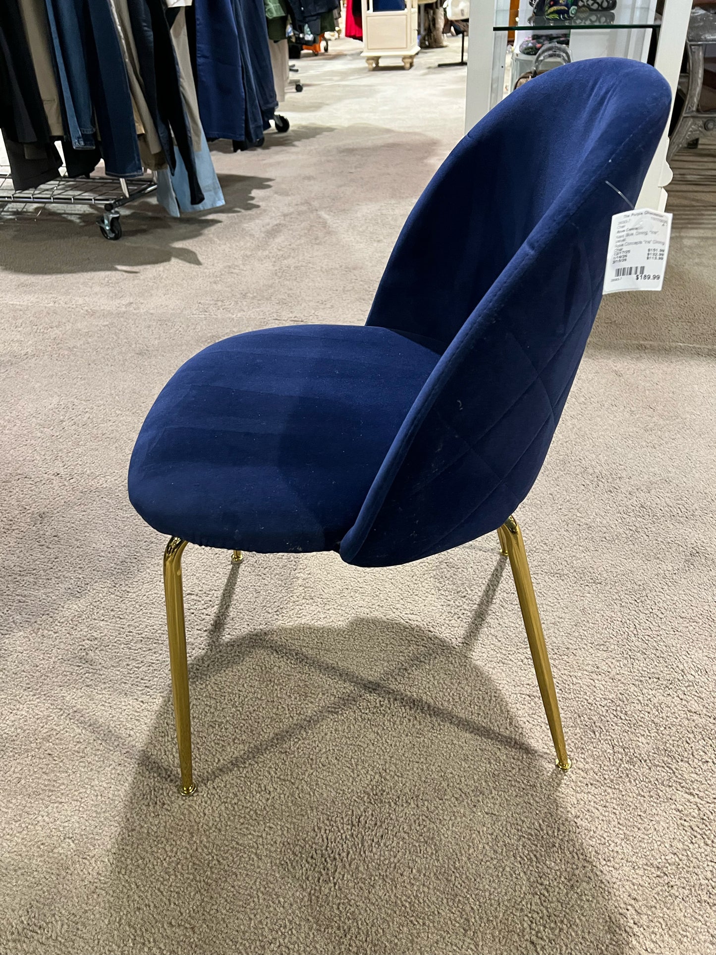 Rove Concepts Navy Blue Velvet "Iris" Dining Chair