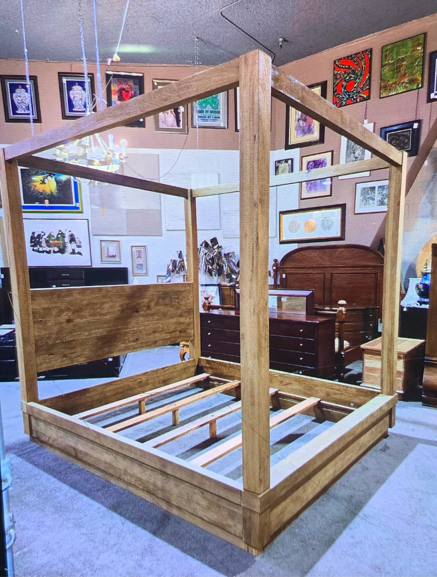 William Sonoma King Grey Wood Bed
