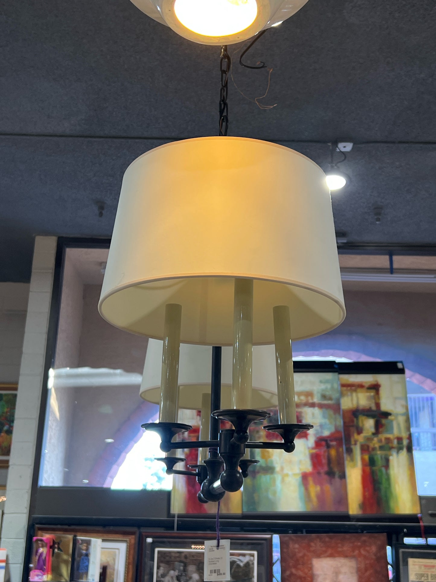 6 Lite 2 Shade Oil Rubbed Long Chandelier