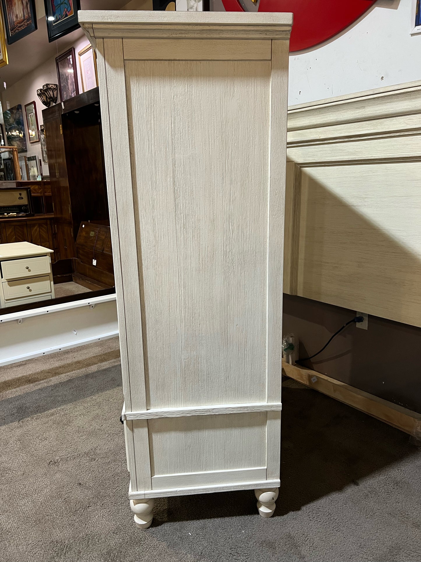Cream 2 Door 3 Drawer Wood Armoire