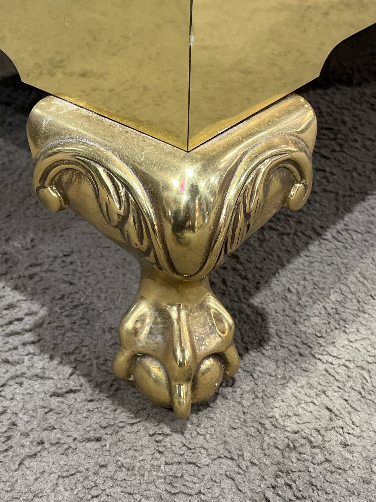 Gold 3 Drawer Hollywood Regency Nightstand with Marble Top