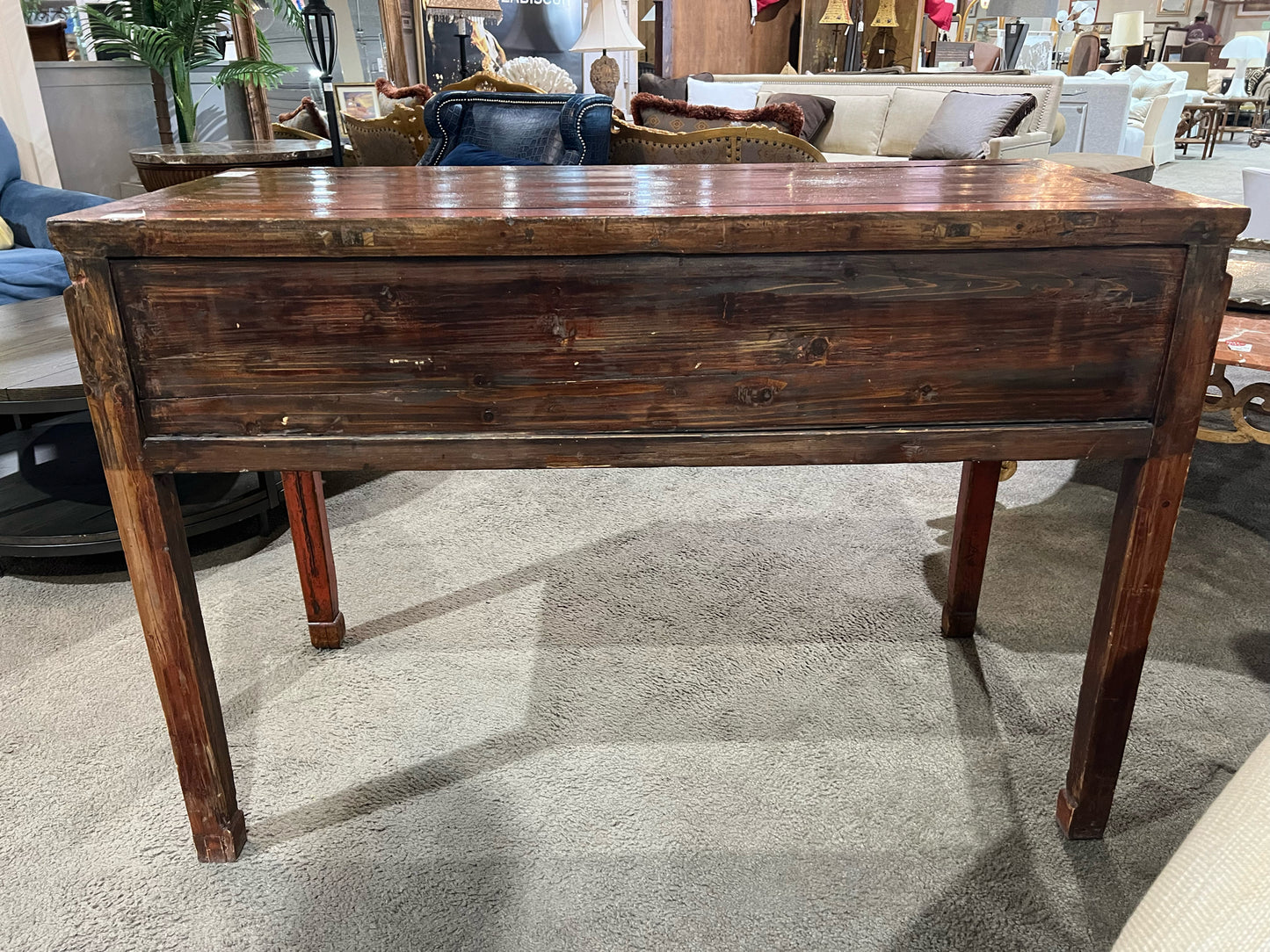 Rustic Red 3 Drawer Wood Console Table