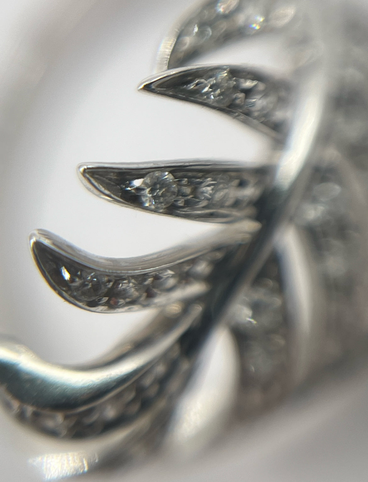 Chanel 18K White Gold & Diamond "Plume de Chanel" Ring