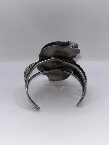 Native Style 925 Sterling Silver Bear Claw & Turquoise Bracelet