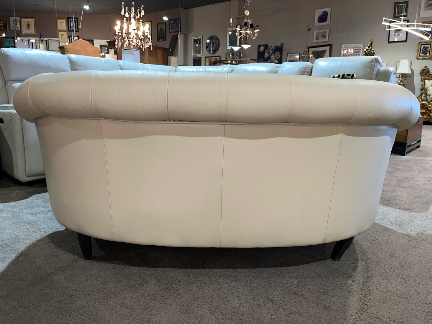 Natuzzi Cream Chesterfiled Sofa
