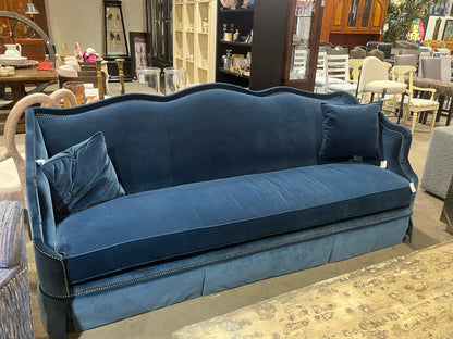 Emerson Bentley Blue Velvet Sofa & 2 Pillows