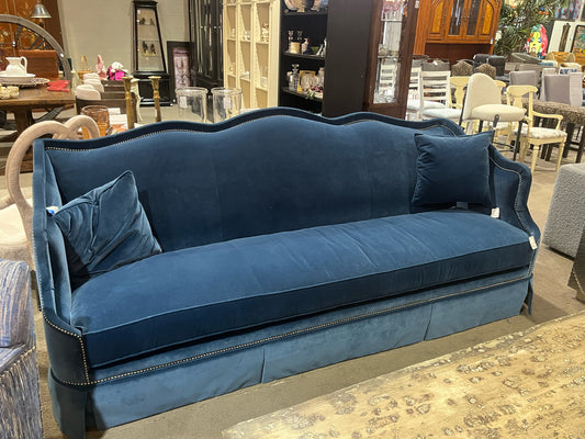 Emerson Bentley Blue Velvet Sofa & 2 Pillows