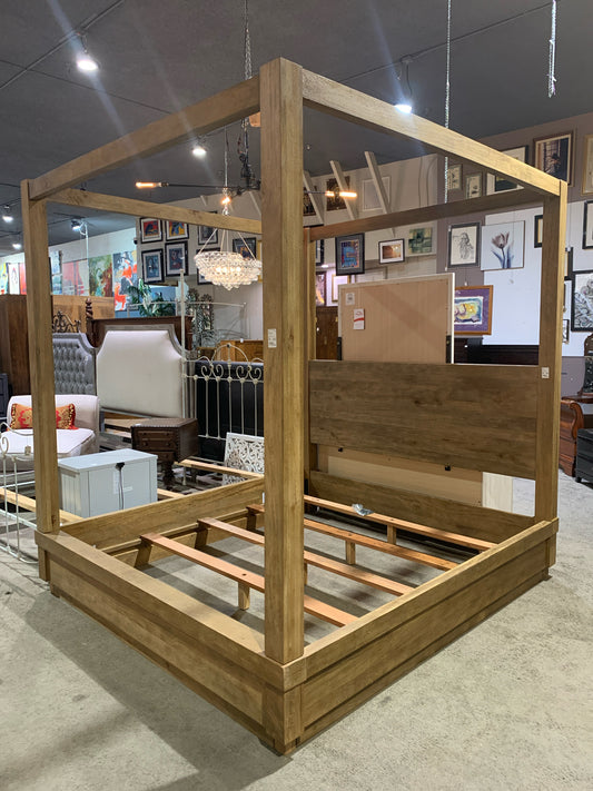 William Sonoma King Grey Wood Bed