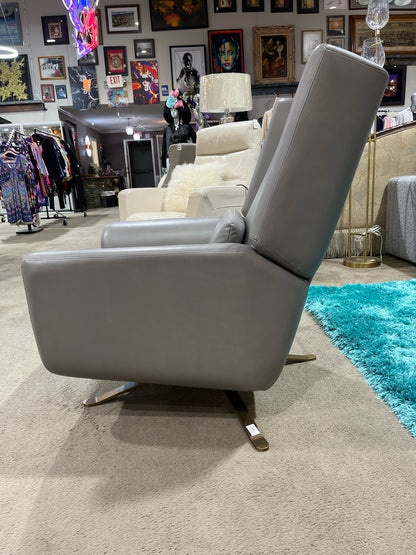 Restoration Hardware Gray Reclining "Luke" Swivel Chair
