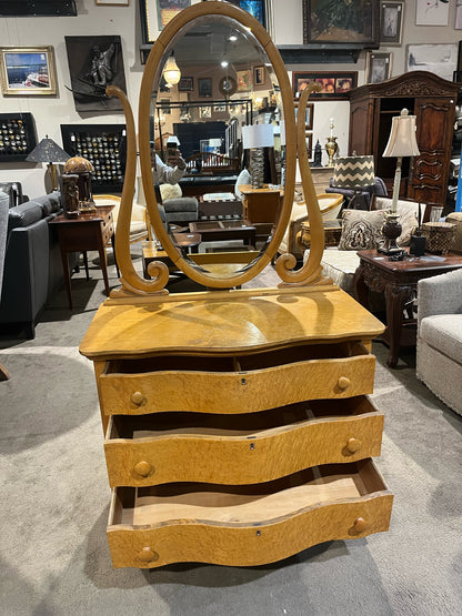 Antique Birdseye Maple Dresser & Mirror Set
