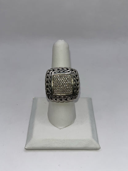 John Hardy Sterling Silver & 18K Gold Diamond Ring