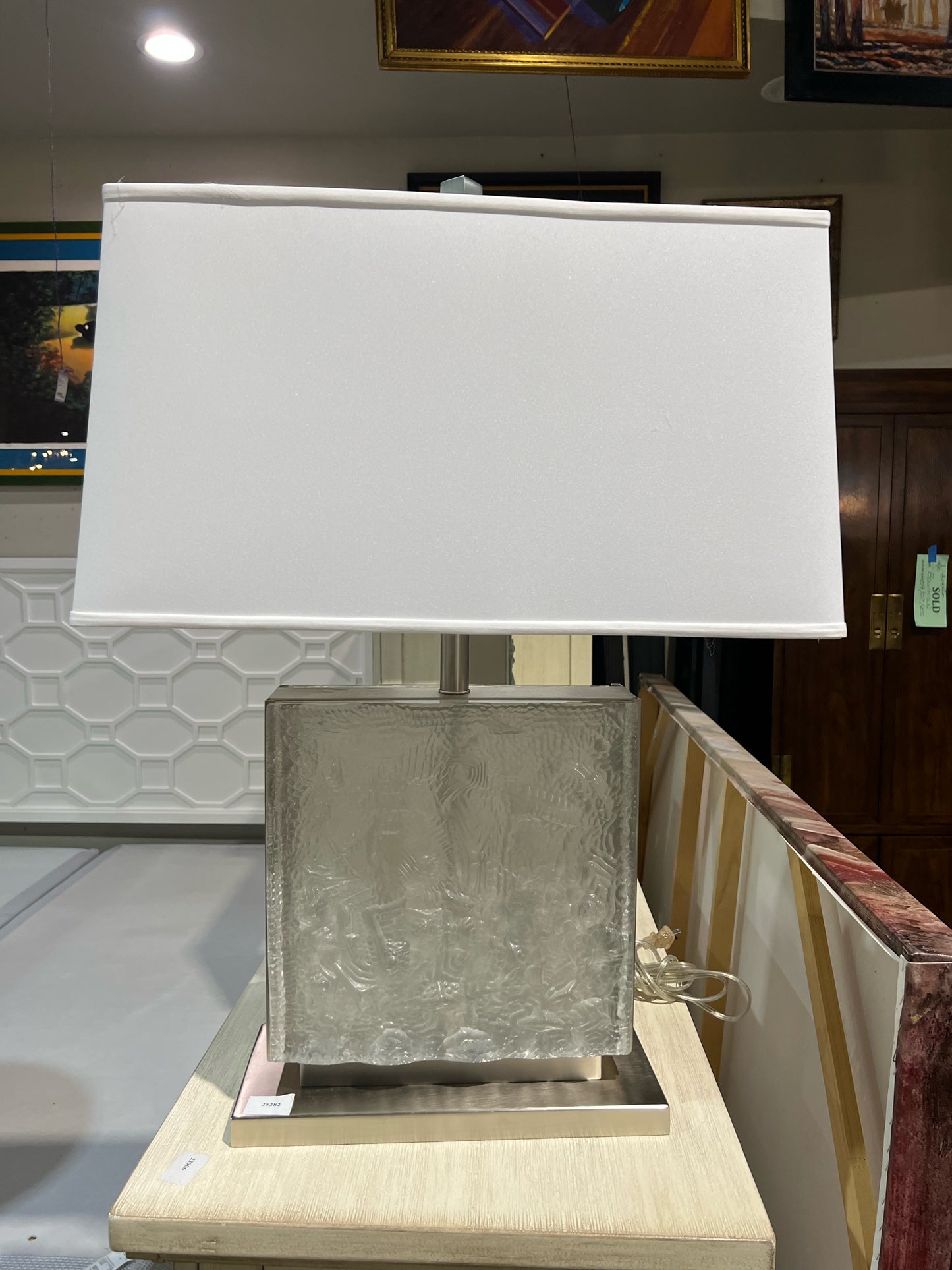 Silver Lalique Style Frosted Glass Table