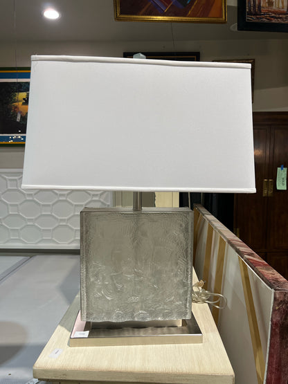 Silver Lalique Style Frosted Glass Table