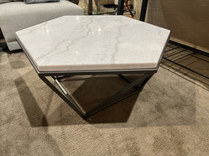 Steve SIlver Marble Top Metal Frame Coffee Table