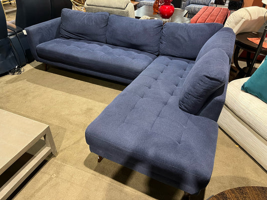 Living Spaces Blue Denim Fabric Sectional