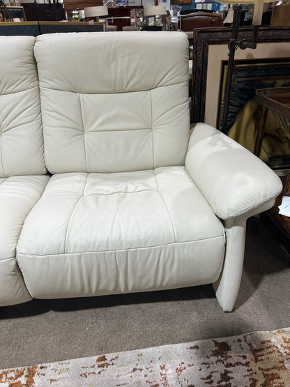 Ekornes Cream 2 Seat Leather  "Hidden Switch" Electric Recliner Sofa