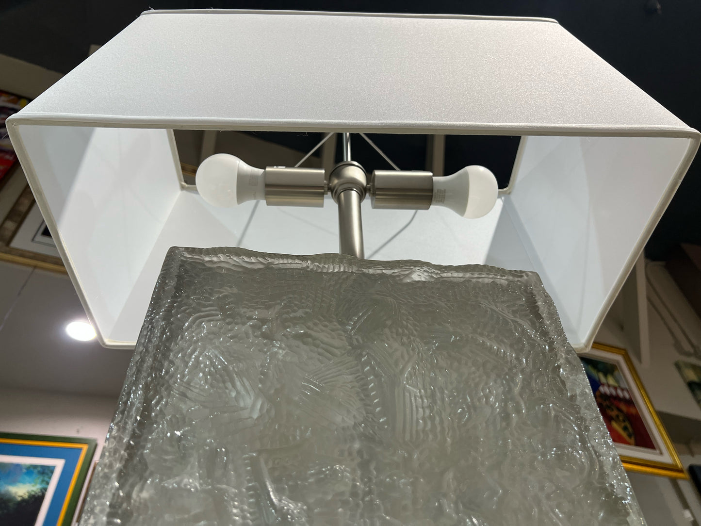 Silver Lalique Style Frosted Glass Table