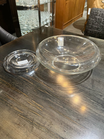 1980's Enzo Mari 2 Piece Crystal Footed Bowl