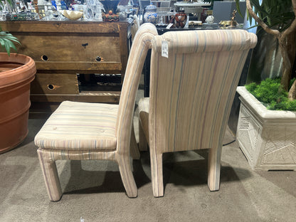 Pastel Strip Blue & Pink Dining Chair Button Tuft Seat